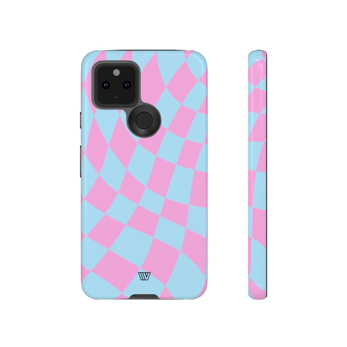 BLUE PINK CURVY CHECKERBOARD | Tough Phone Case