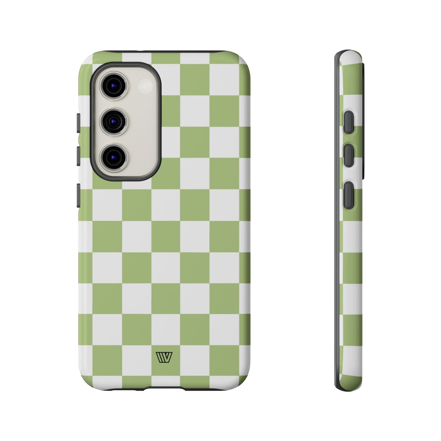 PALE OLIVE WHITE CHECKERBOARD | Tough Phone Case