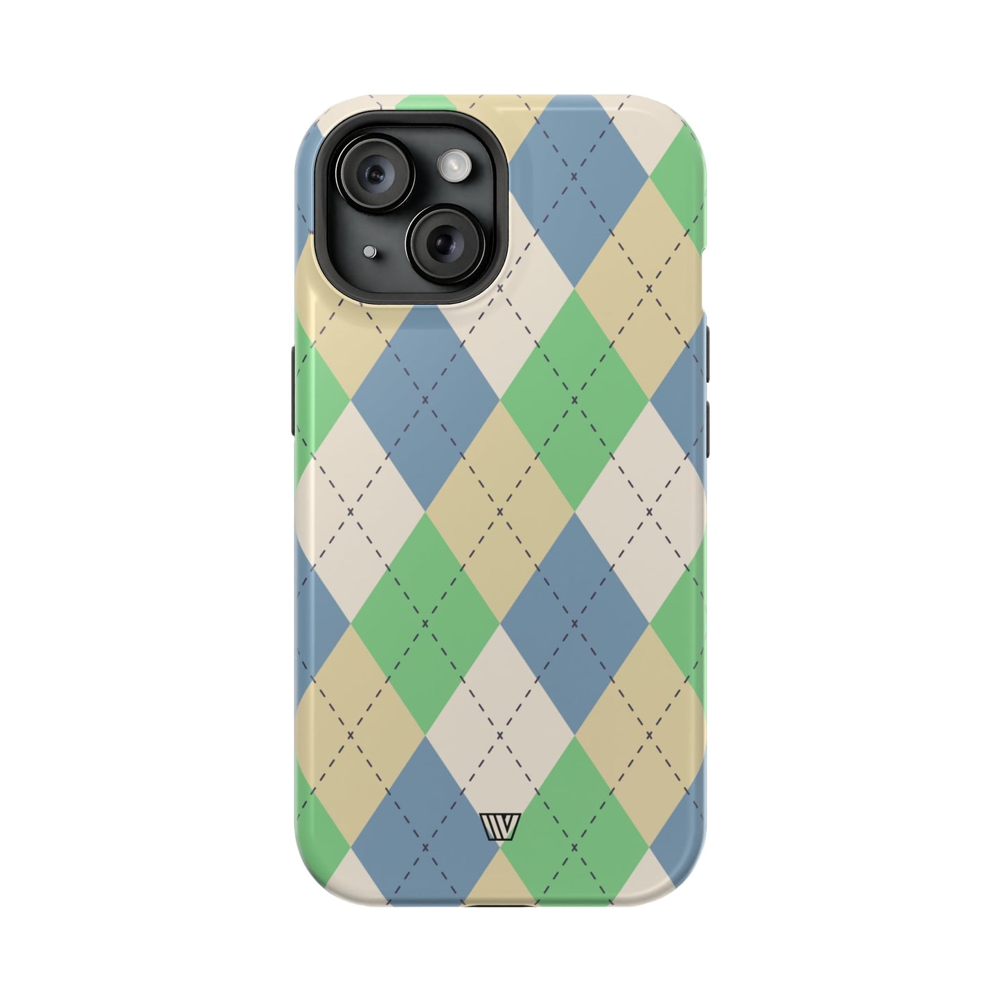 GREEN BLUE BEIGE ARGYLE | MagSafe Tough iPhone Case