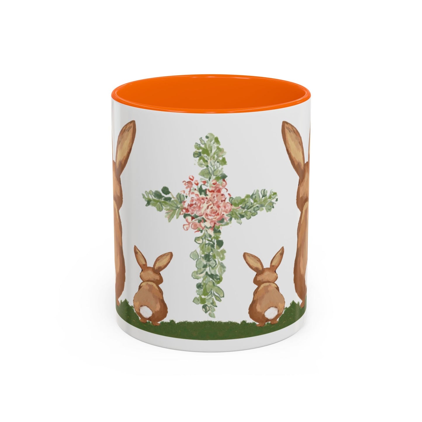 Bunny Love Easter Cross Accent Coffee Mug (11 oz & 15 oz)