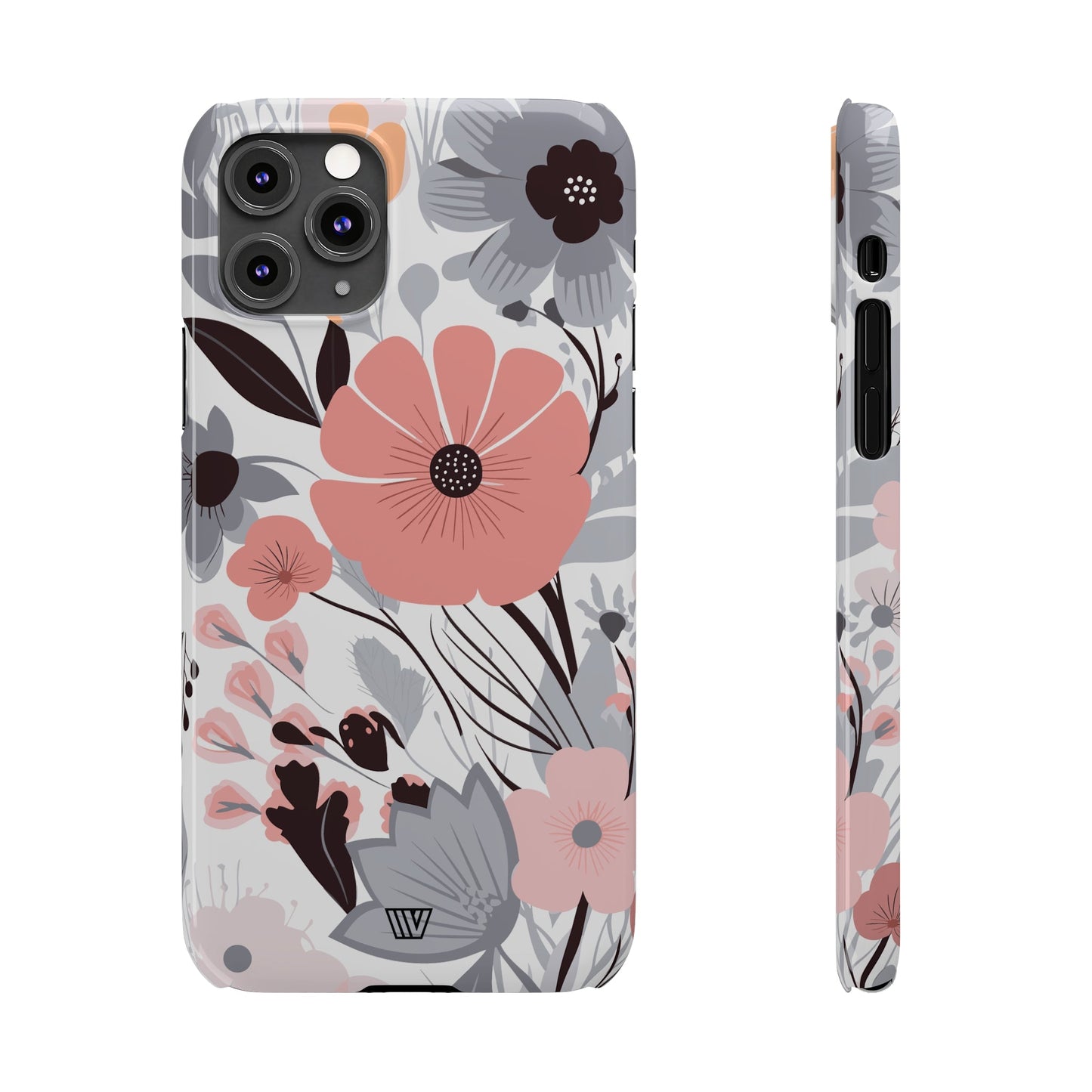 GRAY PASTEL FLOWERS | Slim iPhone Case