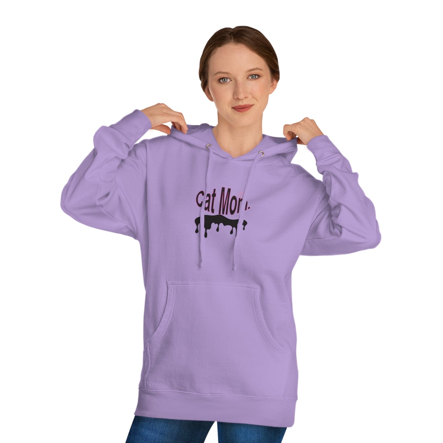 Unisex Cat Mom Hooded Sweatshirt - Cozy 80% Cotton Blend with Durable Metal Eyelets