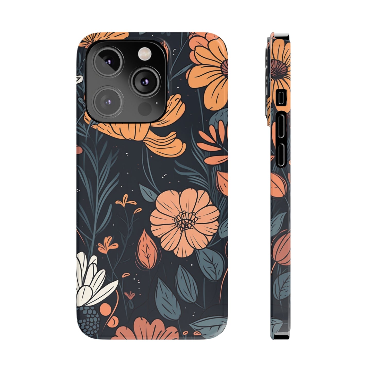 DARK FLOWER PATTERN  | Slim iPhone Case