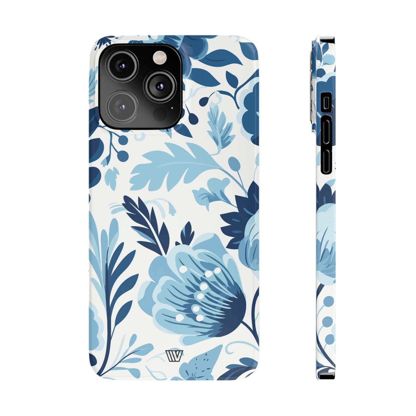 BLUE WHITE FLOWERS | Slim iPhone Case