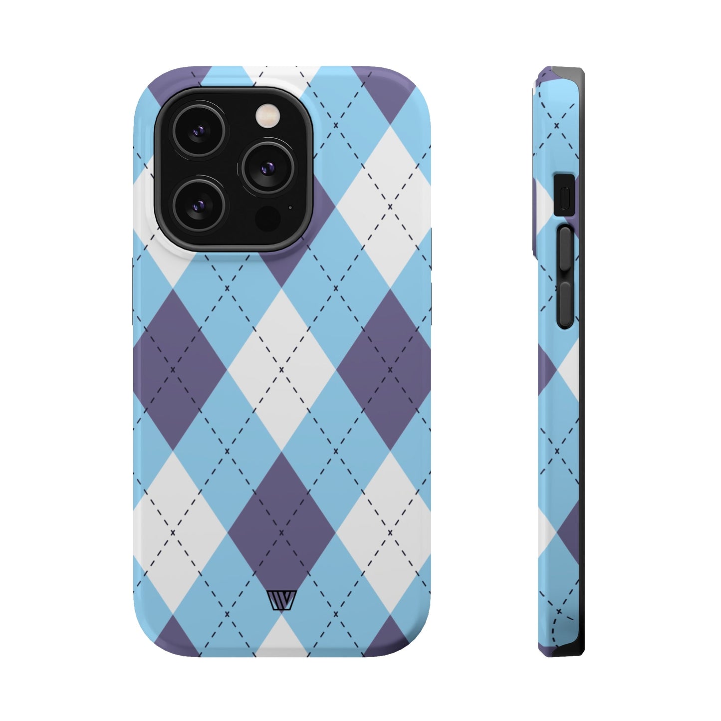 BLUE WHITE PURPLE ARGYLE | MagSafe Tough iPhone Case