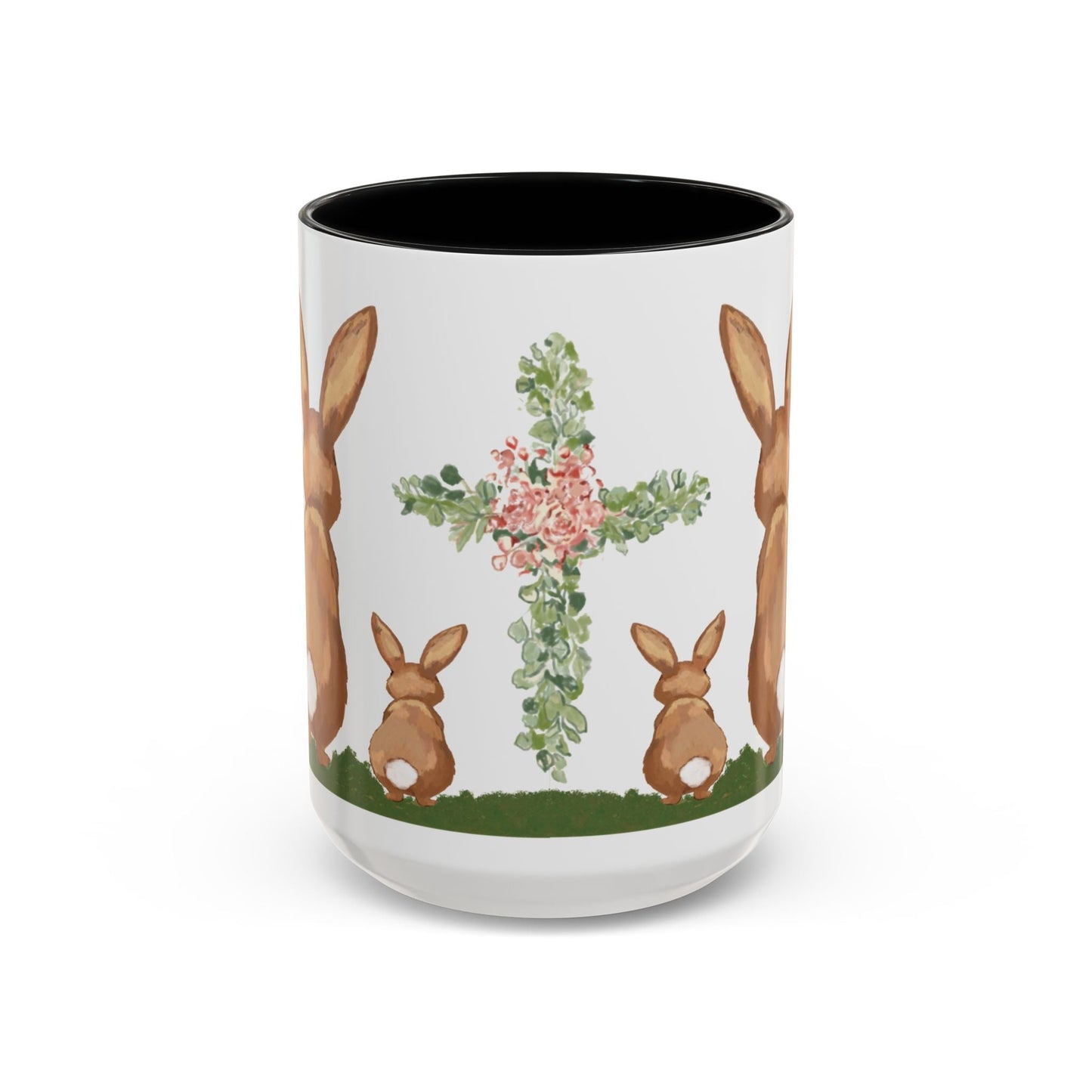 Bunny Love Easter Cross Accent Coffee Mug (11 oz & 15 oz)