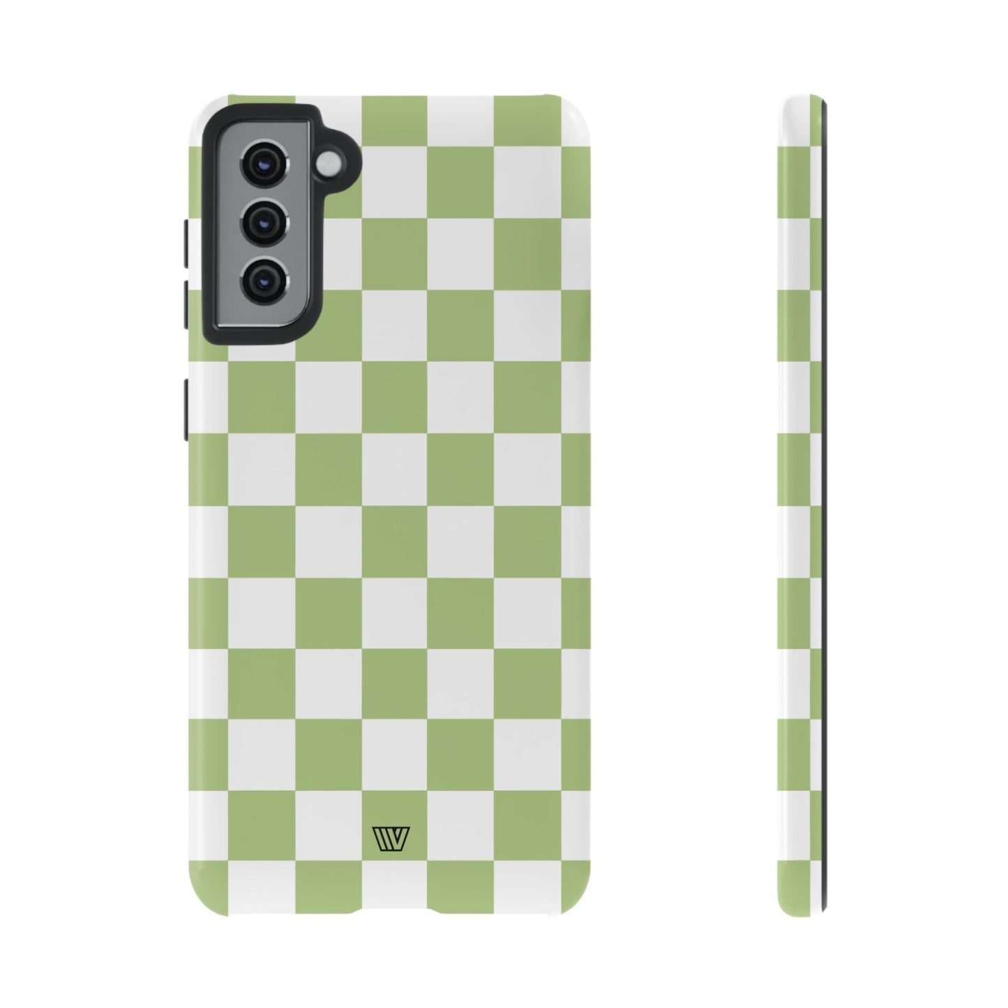 PALE OLIVE WHITE CHECKERBOARD | Tough Phone Case