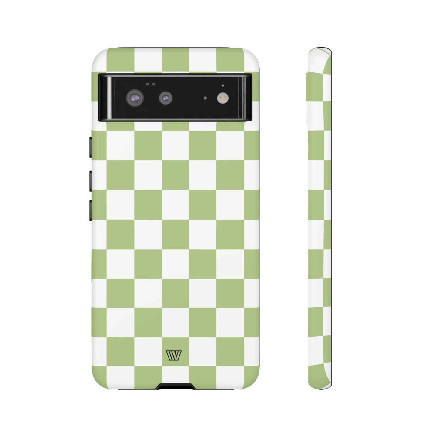 PALE OLIVE WHITE CHECKERBOARD | Tough Phone Case