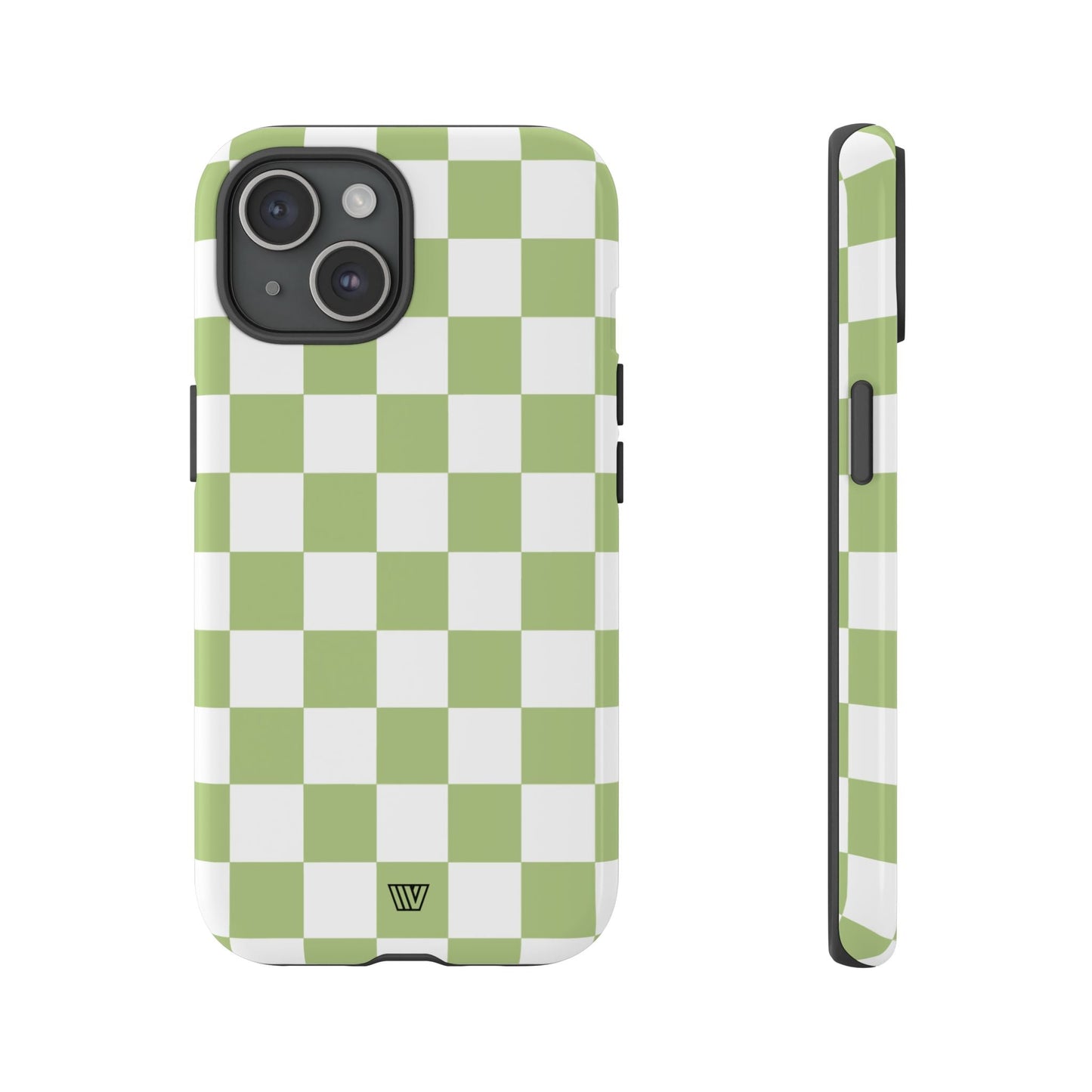 PALE OLIVE WHITE CHECKERBOARD | Tough Phone Case