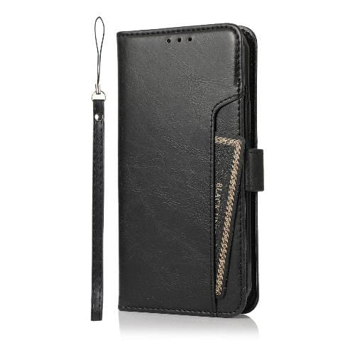 Indy Series Black Faux Leather Wallet Case for iPhone 12 Mini - Kickstand, Card Holder, Protective