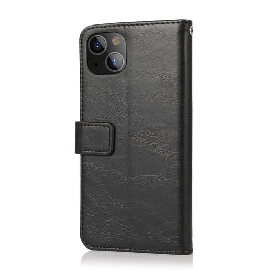 Zerodamage Indy Series Black Leather Wallet Case for iPhone 13 Mini - Kickstand & Card Holder