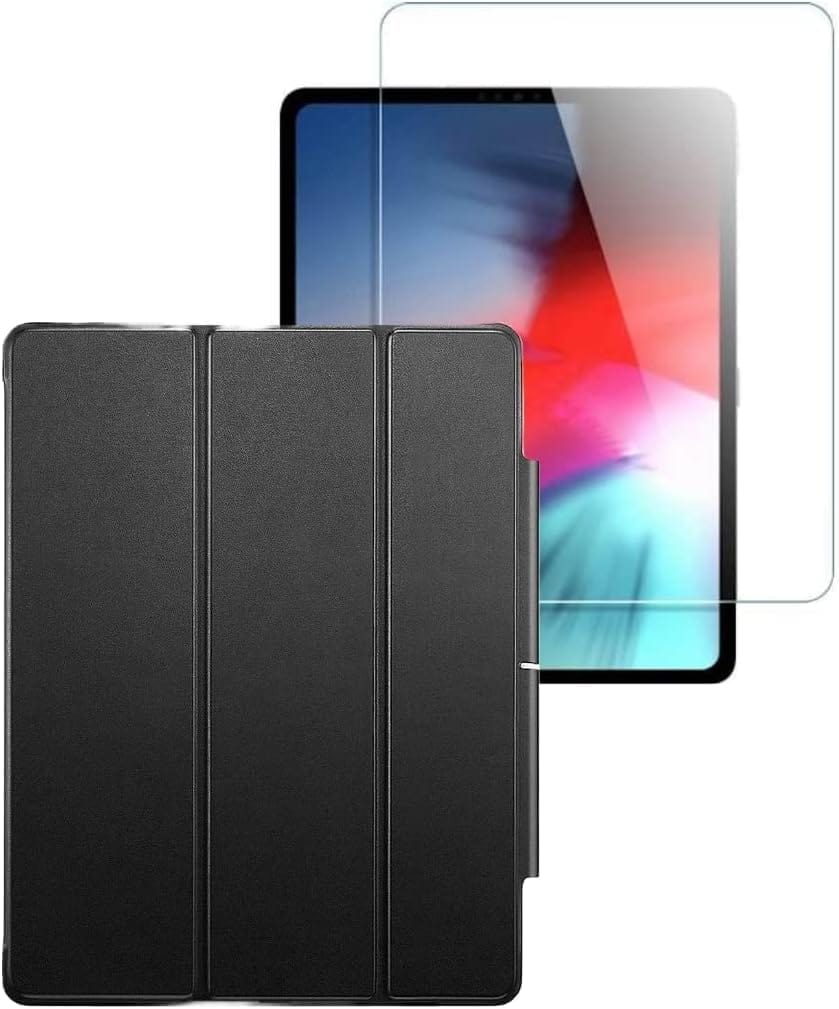 ESR Black Folio Case with Tempered Glass Screen - iPad Pro 12.9" (4th, 5th, and 6th Generation)