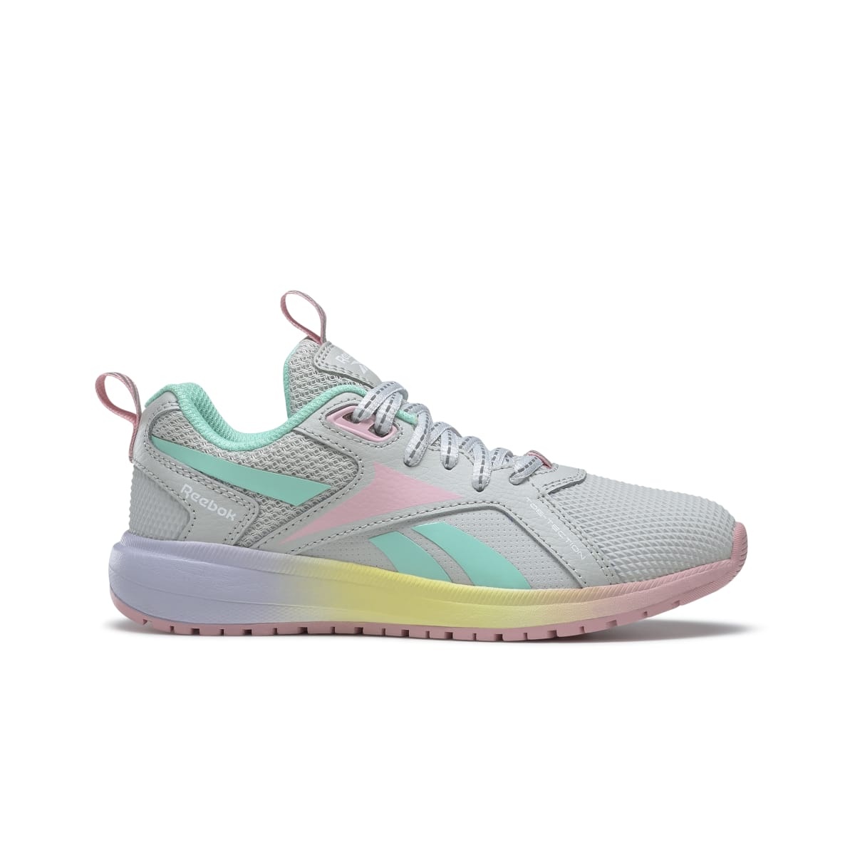 REEBOK HQ4007 DURABLE XT KID'S (Medium) Grey/Pink/Mint Leather & Rubber Running Shoes