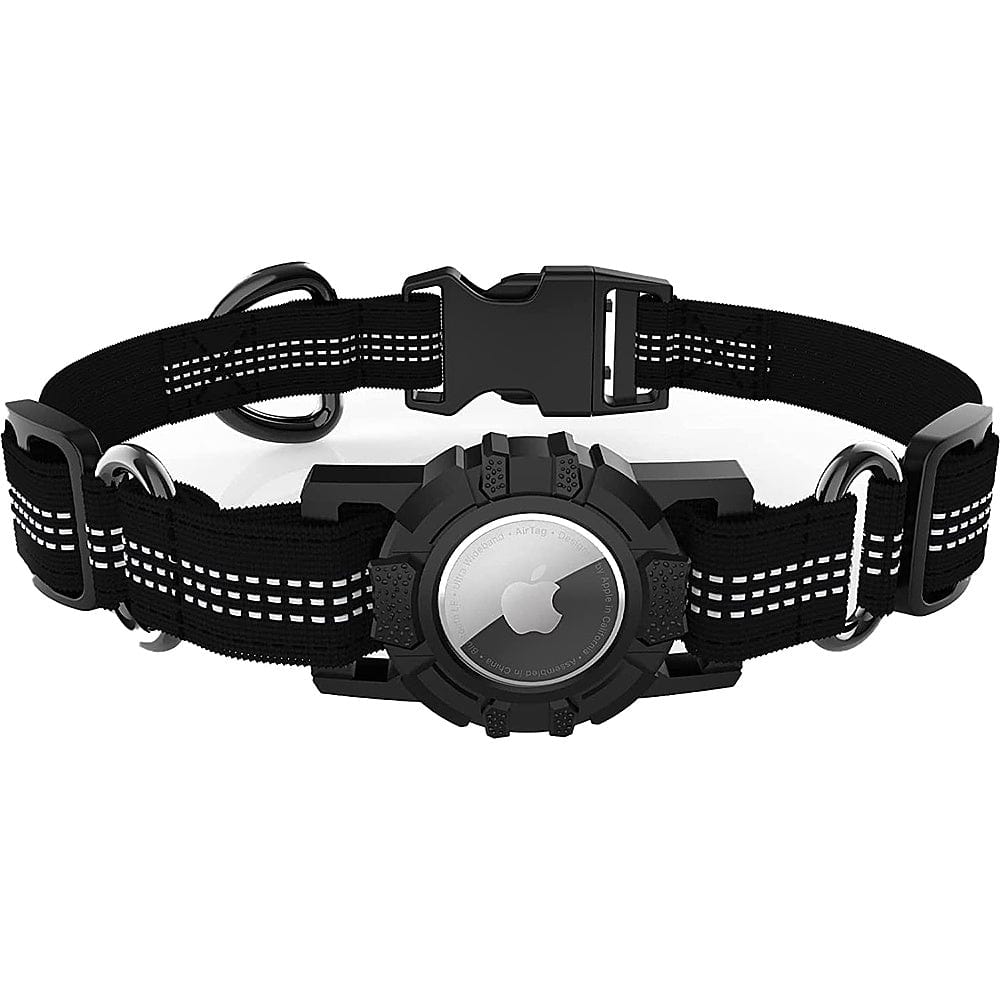 Adjustable Black Nylon Collar Case for Medium Dogs - Apple AirTag