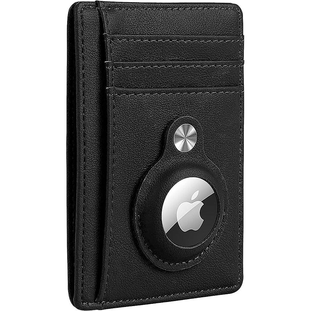 Genuine Leather Wallet Case With AirTag Compatibility - Slim Design, 3 Card Slots & Cash Slot