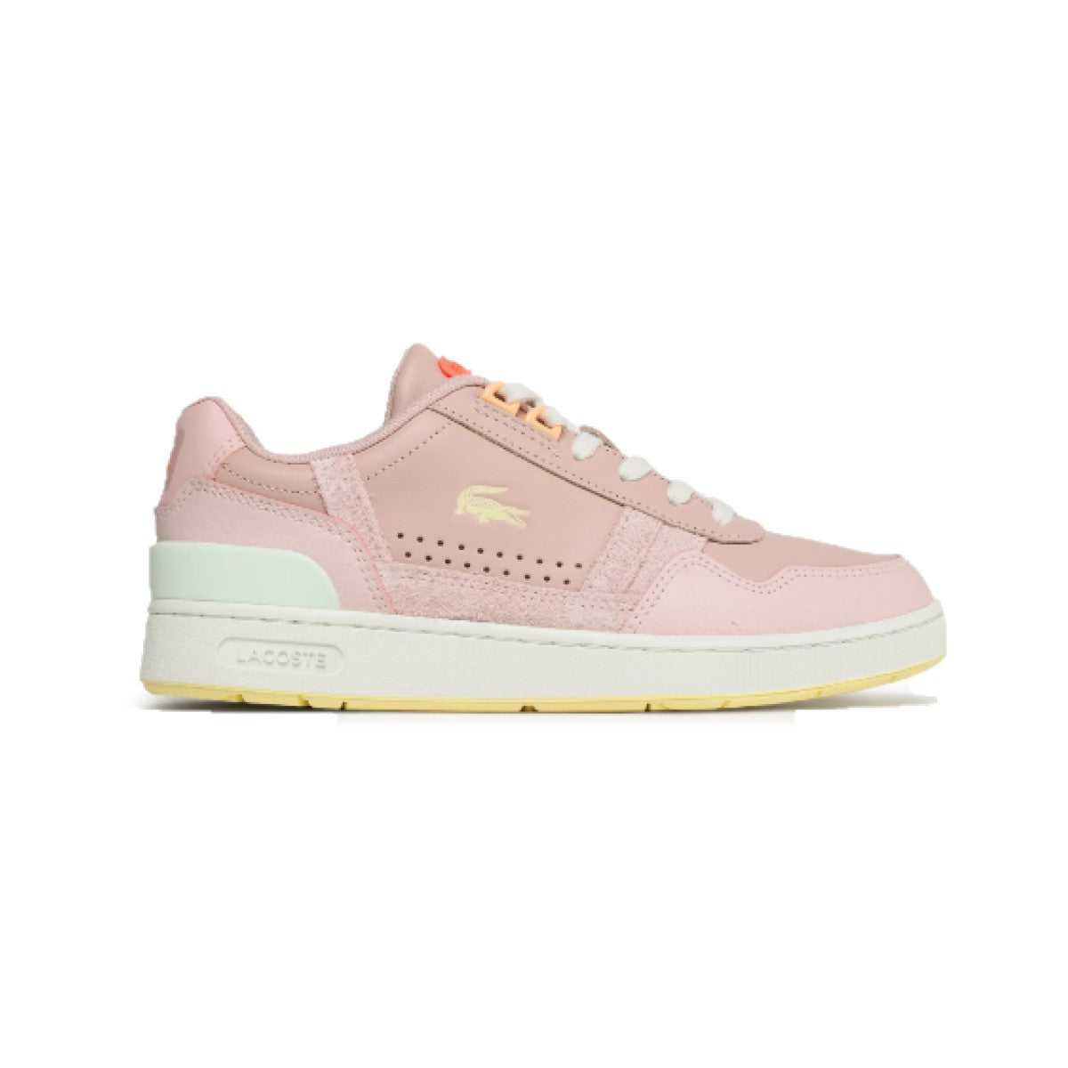 LACOSTE 7-45SFA0067AMY T-CLIP 123 WMN'S (Medium) Light Pink/Light Yellow Leather & Synthetic Lifestyle Shoes