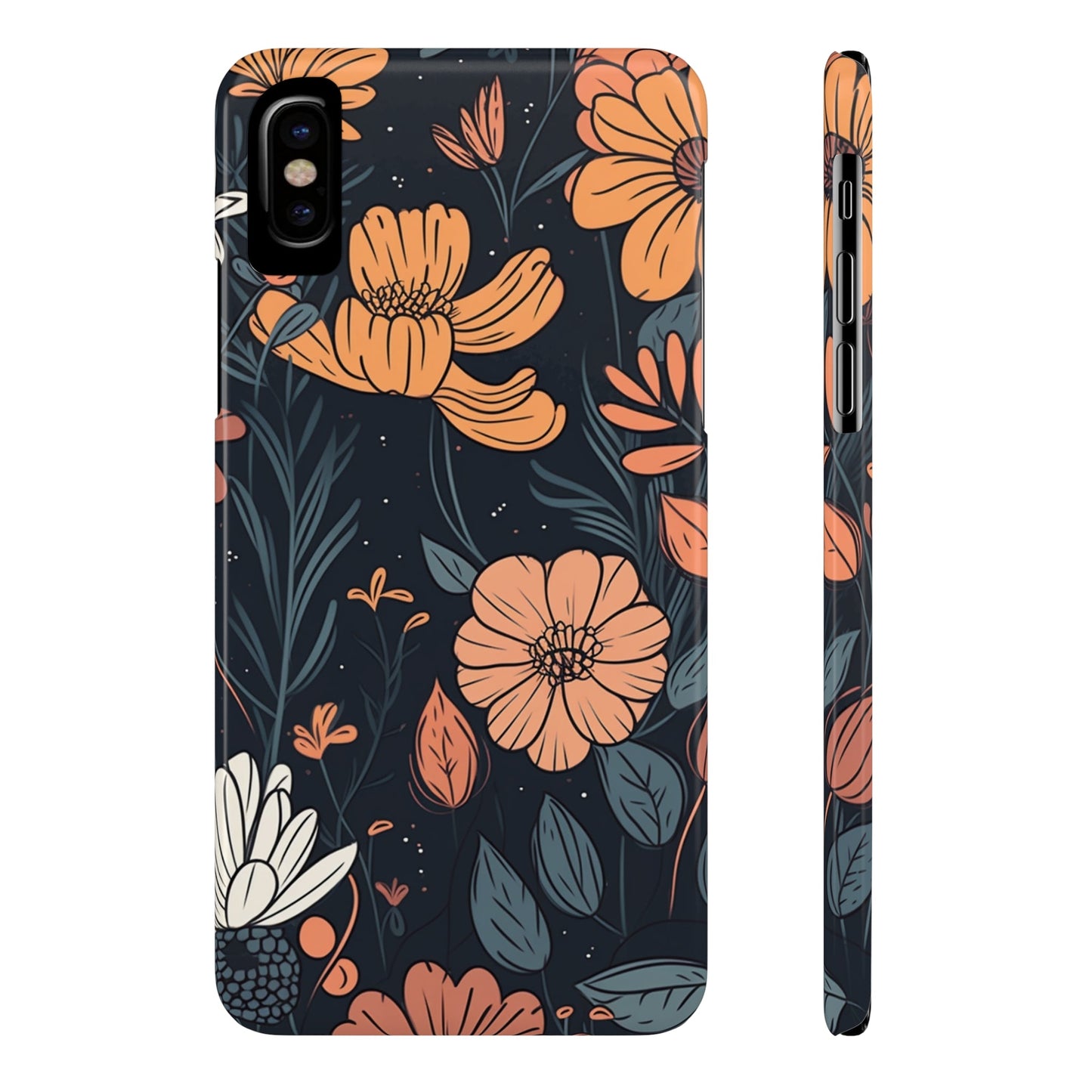 DARK FLOWER PATTERN  | Slim iPhone Case