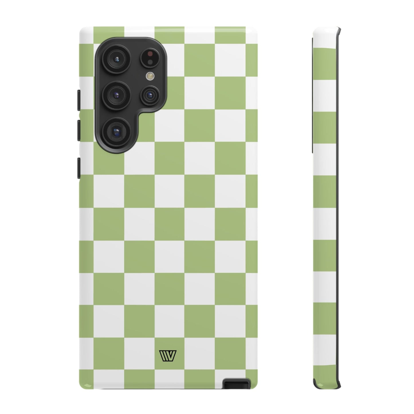 PALE OLIVE WHITE CHECKERBOARD | Tough Phone Case