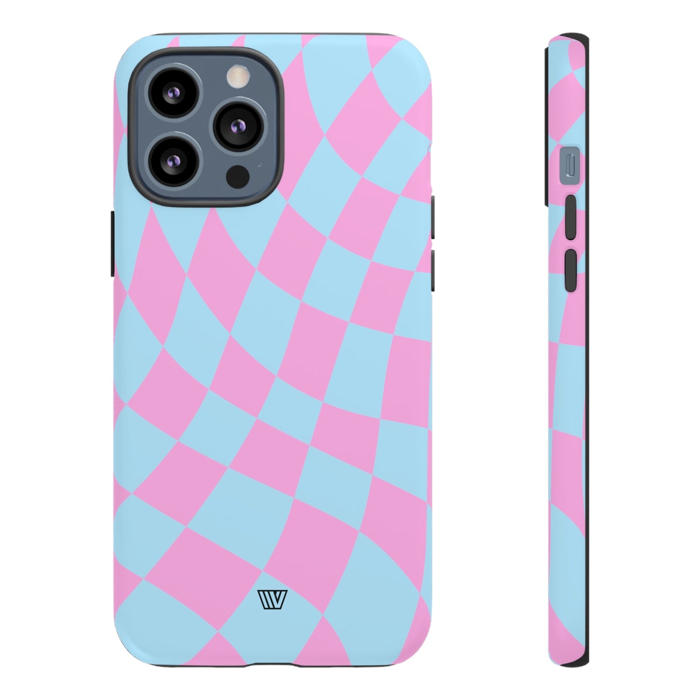 BLUE PINK CURVY CHECKERBOARD | Tough Phone Case