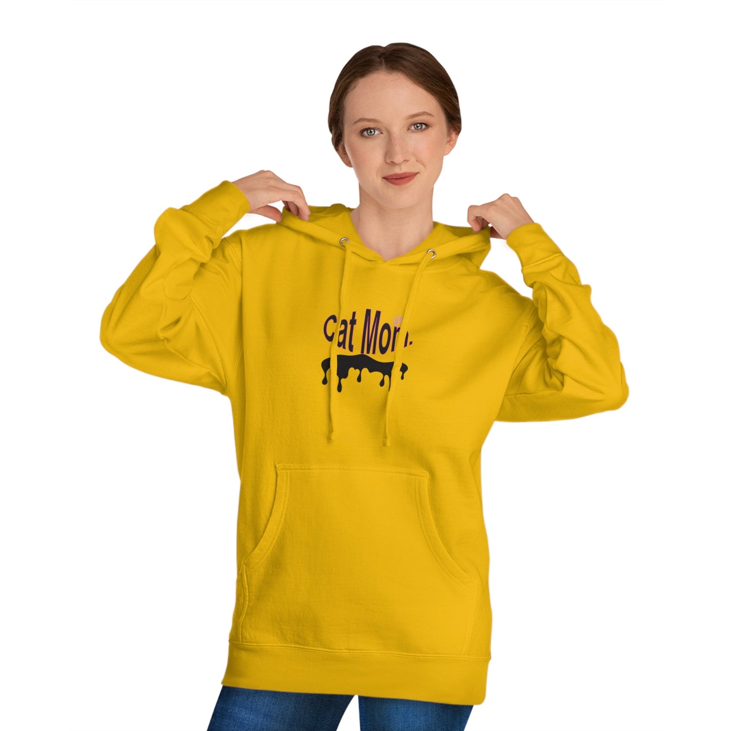 Unisex Cat Mom Hooded Sweatshirt - Cozy 80% Cotton Blend with Durable Metal Eyelets