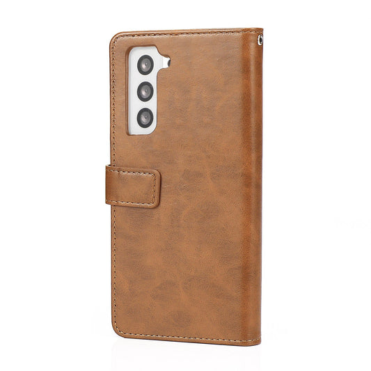 Folio Brown Leather Wallet Case - Samsung Galaxy S22