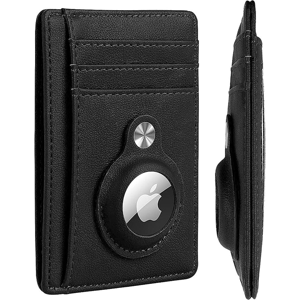 Genuine Leather Wallet Case With AirTag Compatibility - Slim Design, 3 Card Slots & Cash Slot