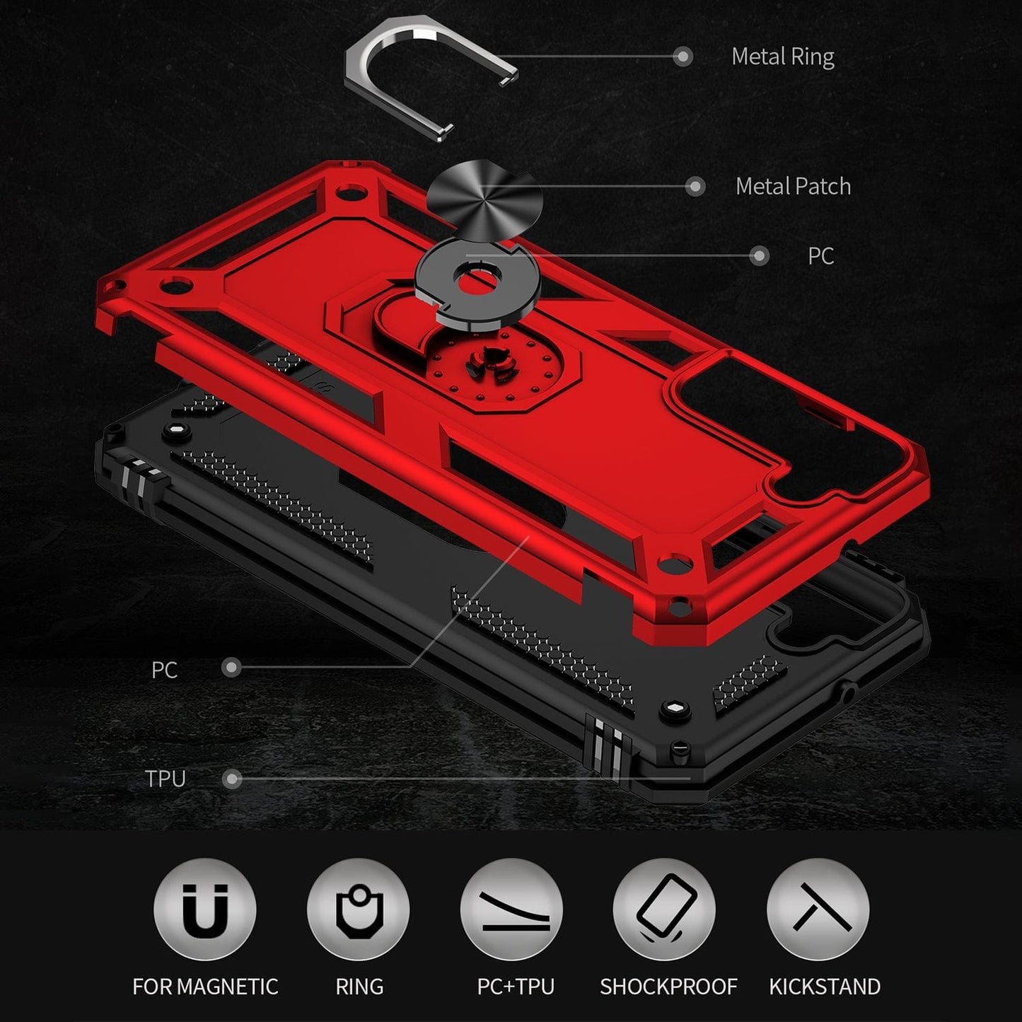 Red Military Kickstand Series Case with Belt Clip - Samsung Galaxy S22