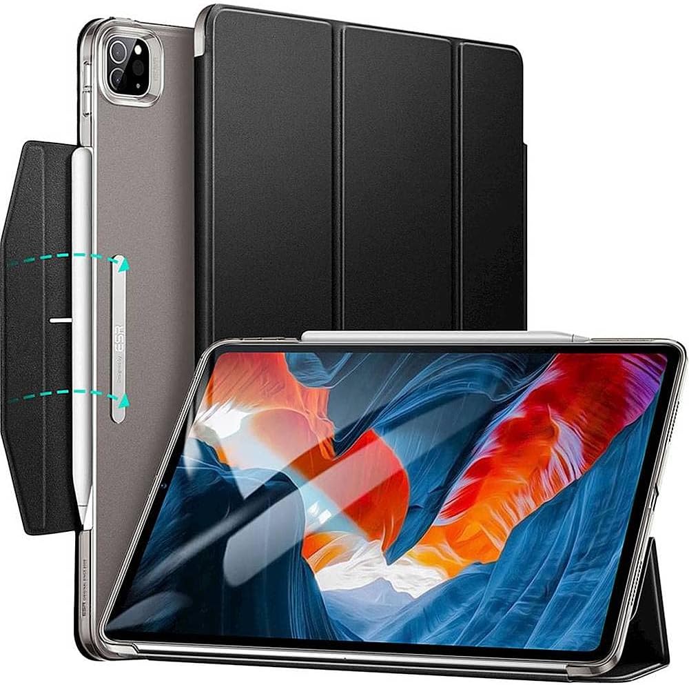 ESR Black Folio Case with Tempered Glass Screen - iPad Pro 12.9" (4th, 5th, and 6th Generation)