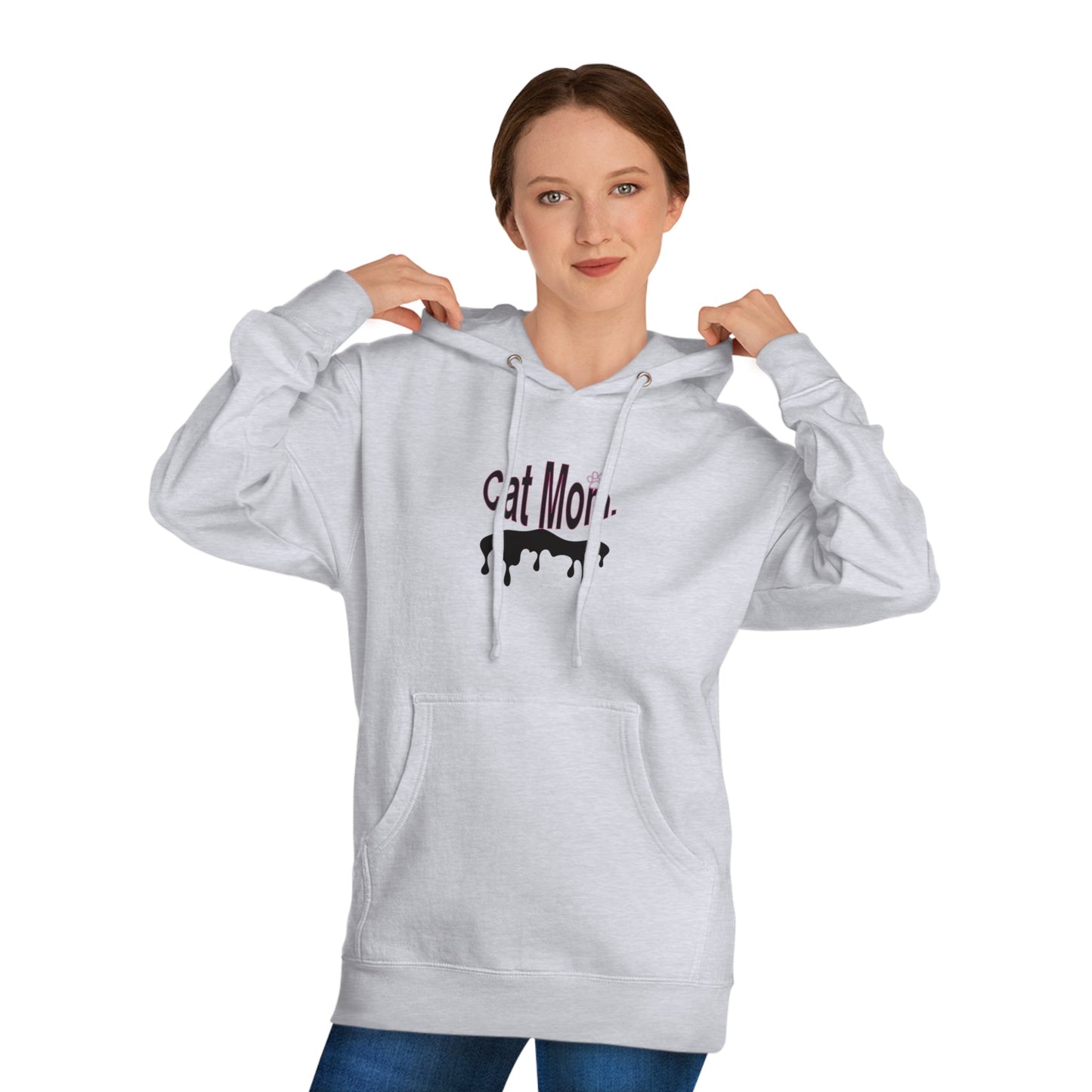 Unisex Cat Mom Hooded Sweatshirt - Cozy 80% Cotton Blend with Durable Metal Eyelets