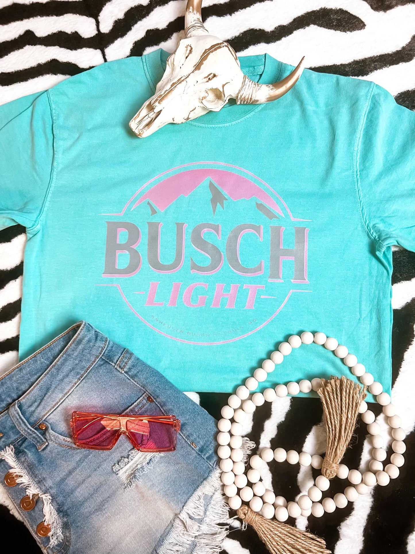 Pink Busch Light Graphic Tee - Comfort Colors Relaxed Fit T-Shirt by ZZ Threadz LLC