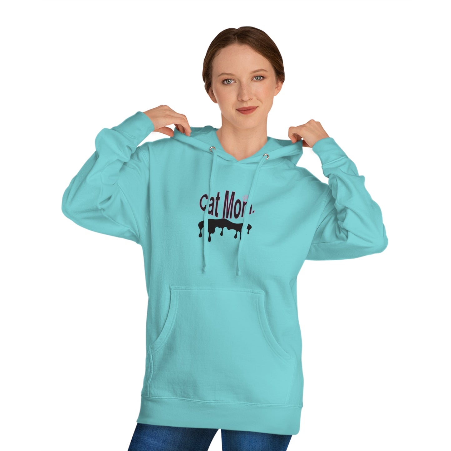 Unisex Cat Mom Hooded Sweatshirt - Cozy 80% Cotton Blend with Durable Metal Eyelets