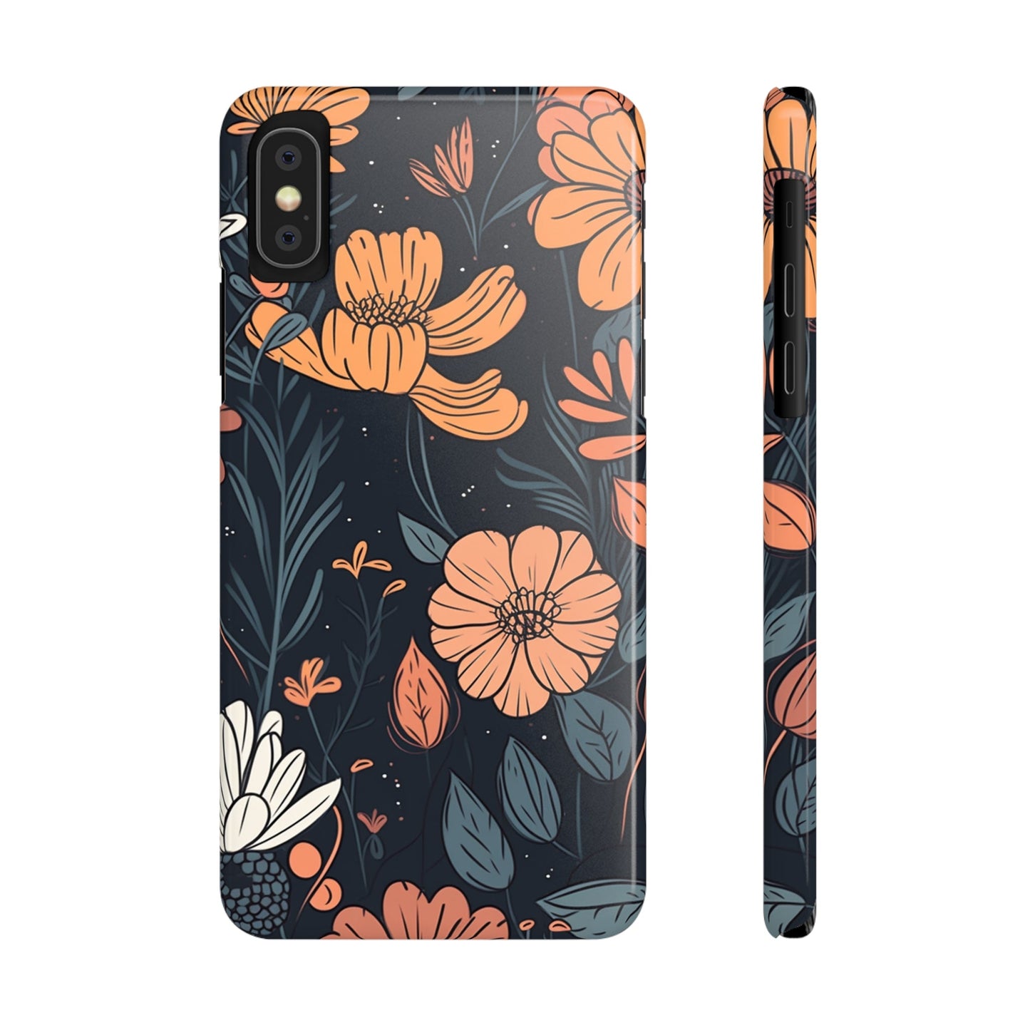 DARK FLOWER PATTERN  | Slim iPhone Case