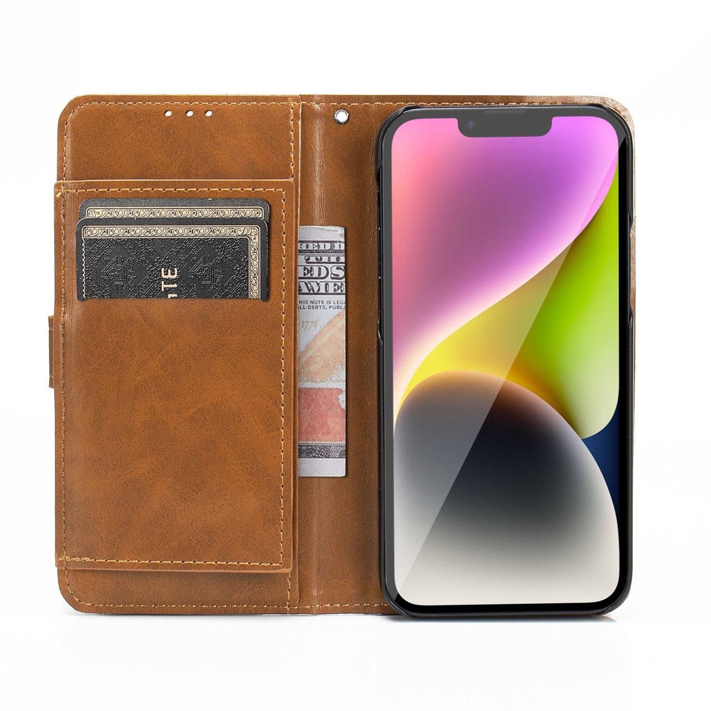 Indy Series Eco-Friendly Leather Wallet Case for iPhone 14 Plus with Kickstand and Card Slots