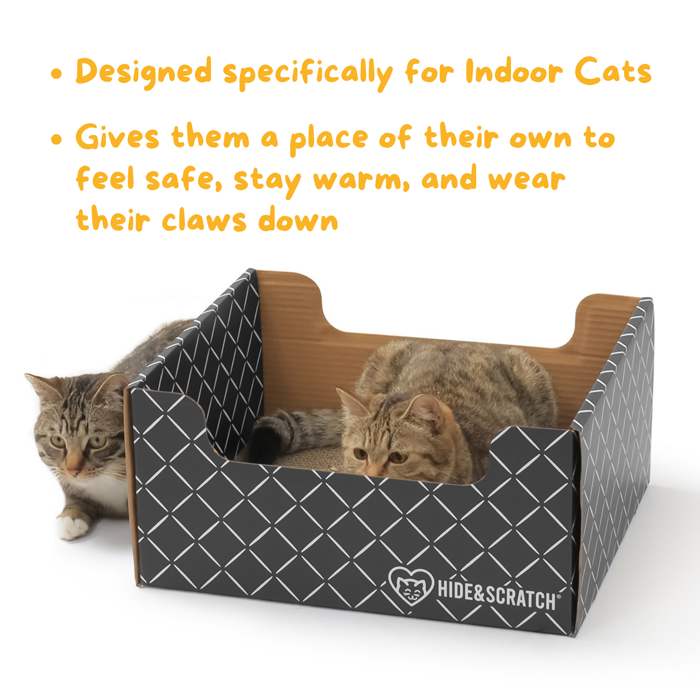 Extra-Large 13" Cat Scratcher Box for Indoor Cats - Hide & Scratch with Deep 7.5" Sides