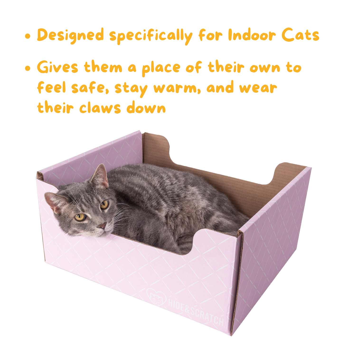 Extra-Large 13" Cat Scratcher Box for Indoor Cats - Hide & Scratch with Deep 7.5" Sides