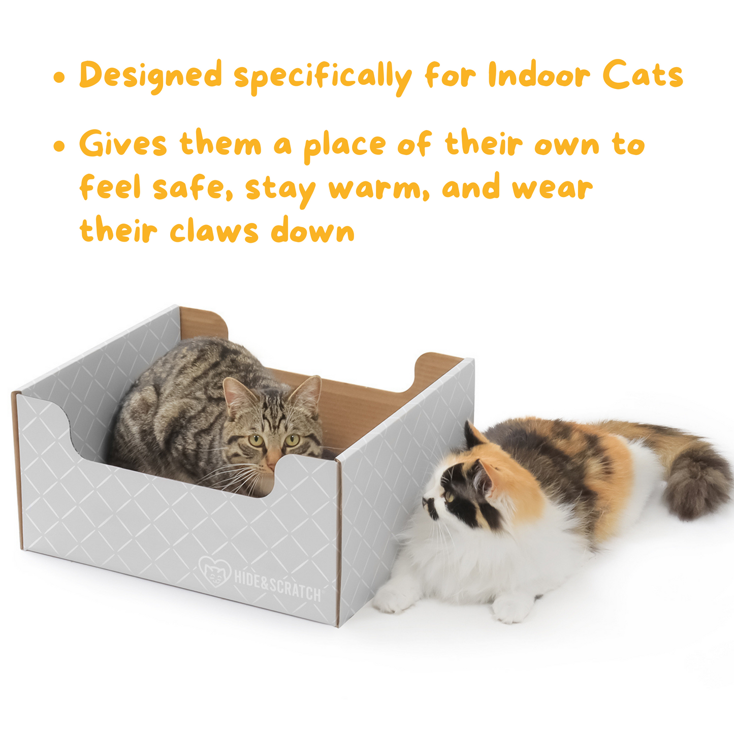 Extra-Large 13" Cat Scratcher Box for Indoor Cats - Hide & Scratch with Deep 7.5" Sides