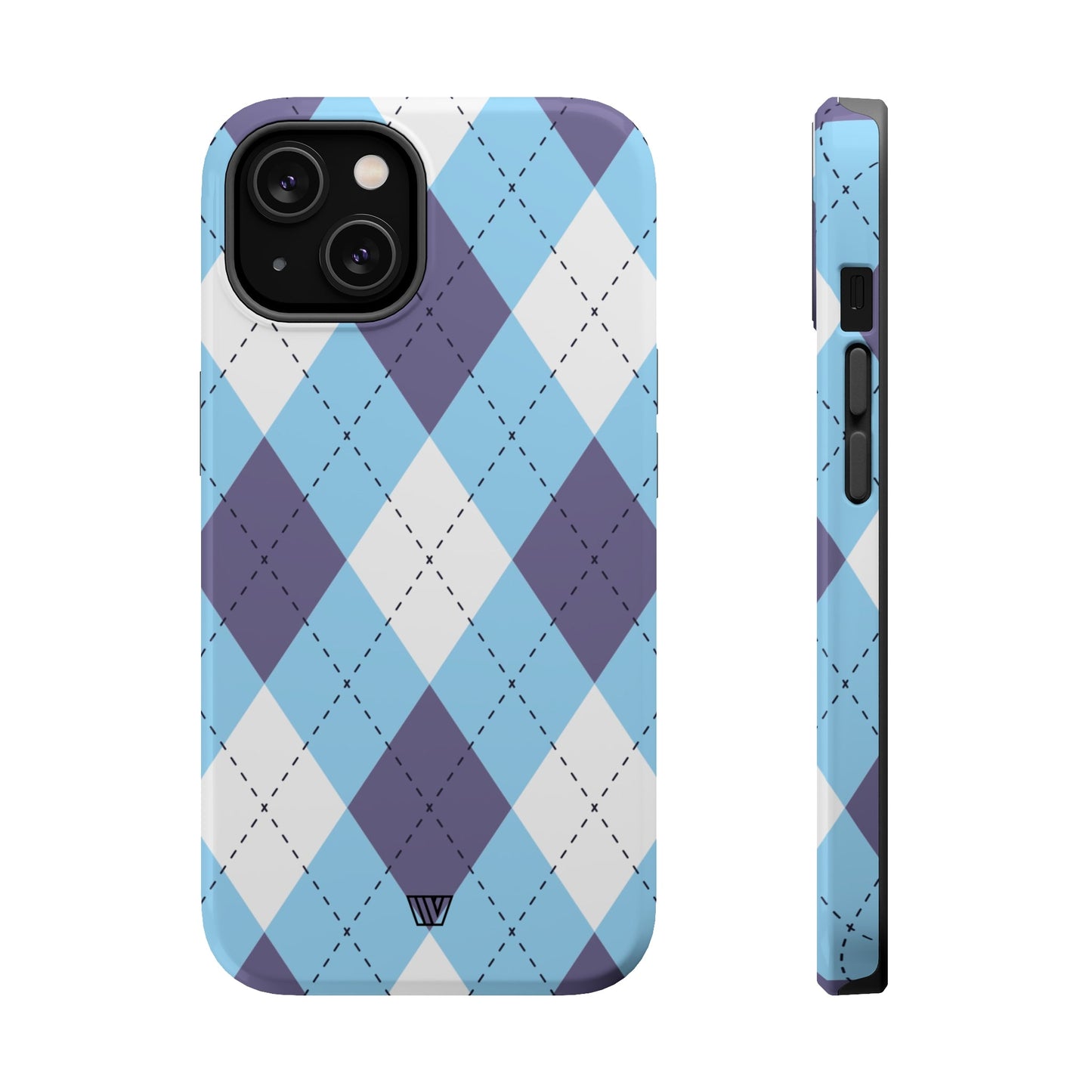 BLUE WHITE PURPLE ARGYLE | MagSafe Tough iPhone Case