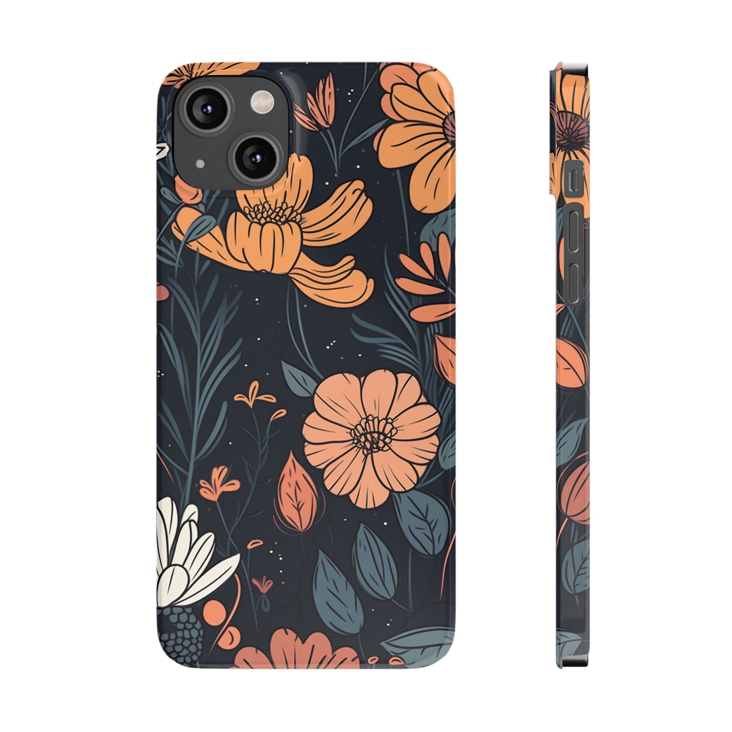 DARK FLOWER PATTERN  | Slim iPhone Case