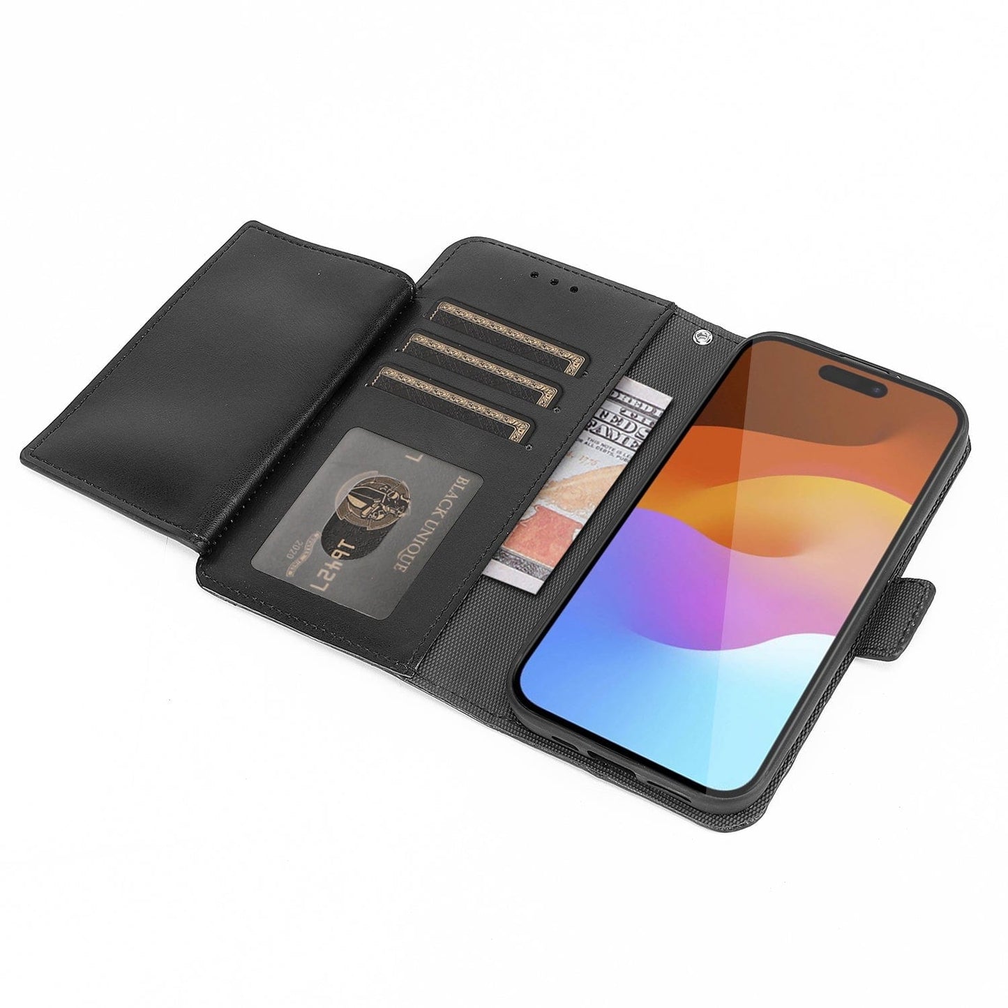 Indy Series Genuine Leather Wallet Case for iPhone 15 Plus - MagSafe, Kickstand, Card Holder