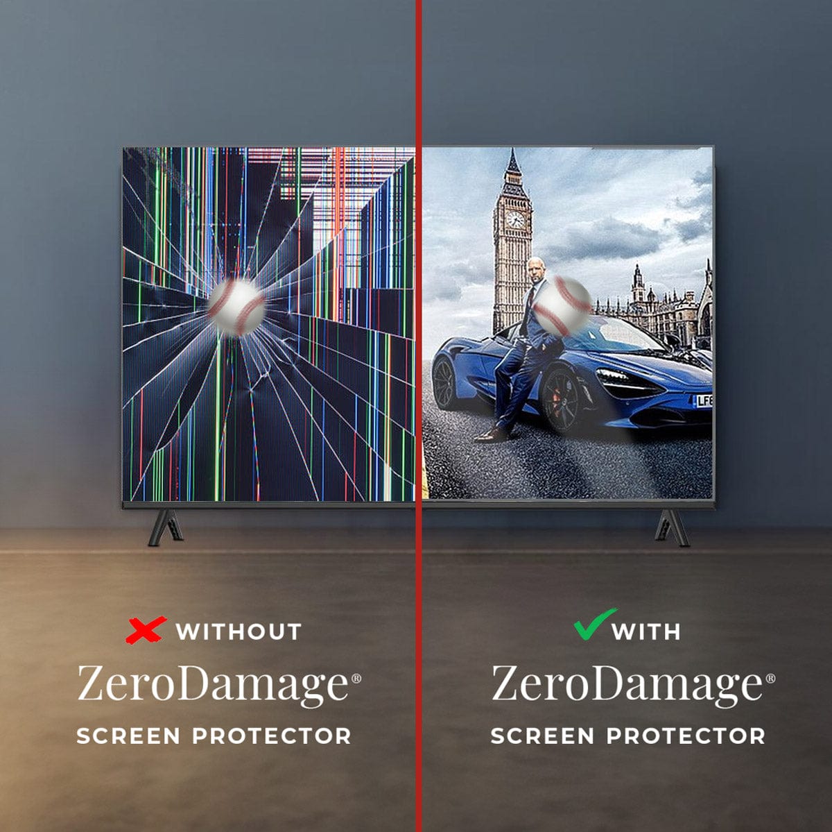 ZeroDamage Anti-Blue Light TV Screen Protector - Most 50" TVs