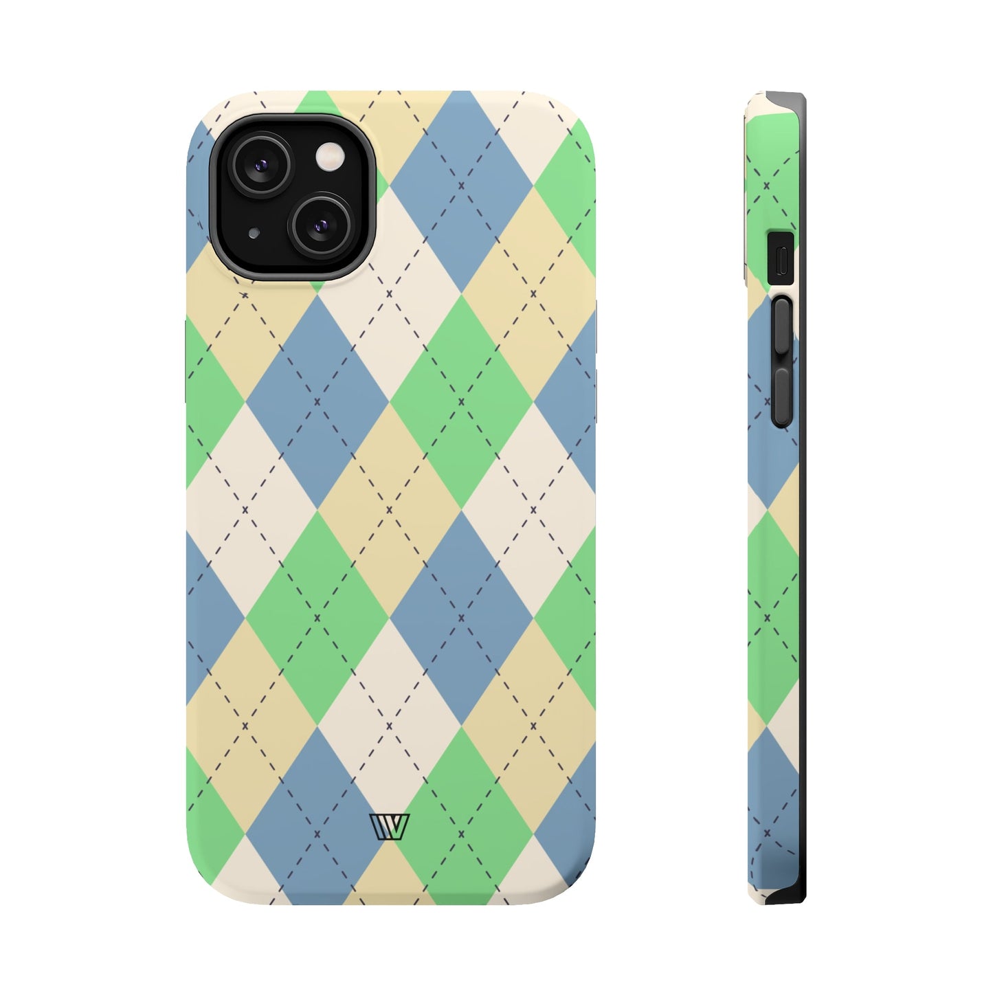 GREEN BLUE BEIGE ARGYLE | MagSafe Tough iPhone Case