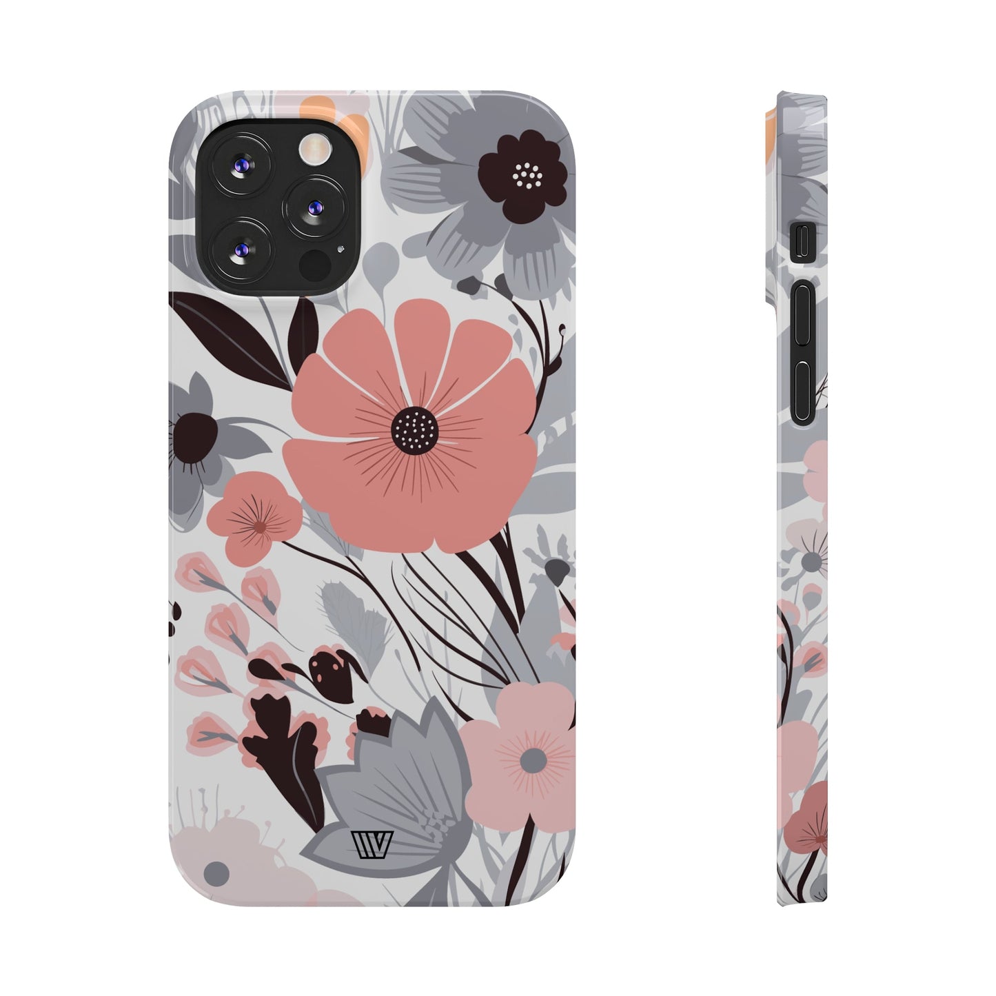 GRAY PASTEL FLOWERS | Slim iPhone Case