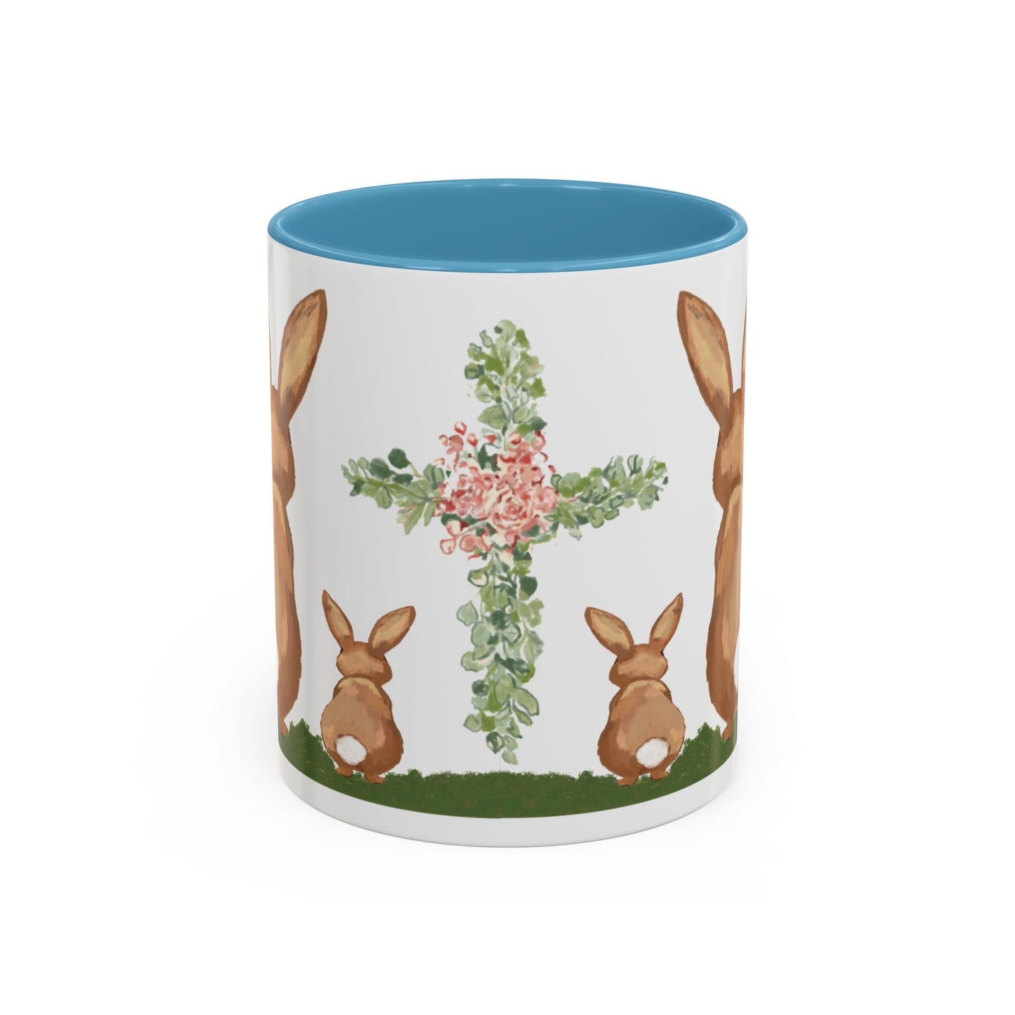 Bunny Love Easter Cross Accent Coffee Mug (11 oz & 15 oz)