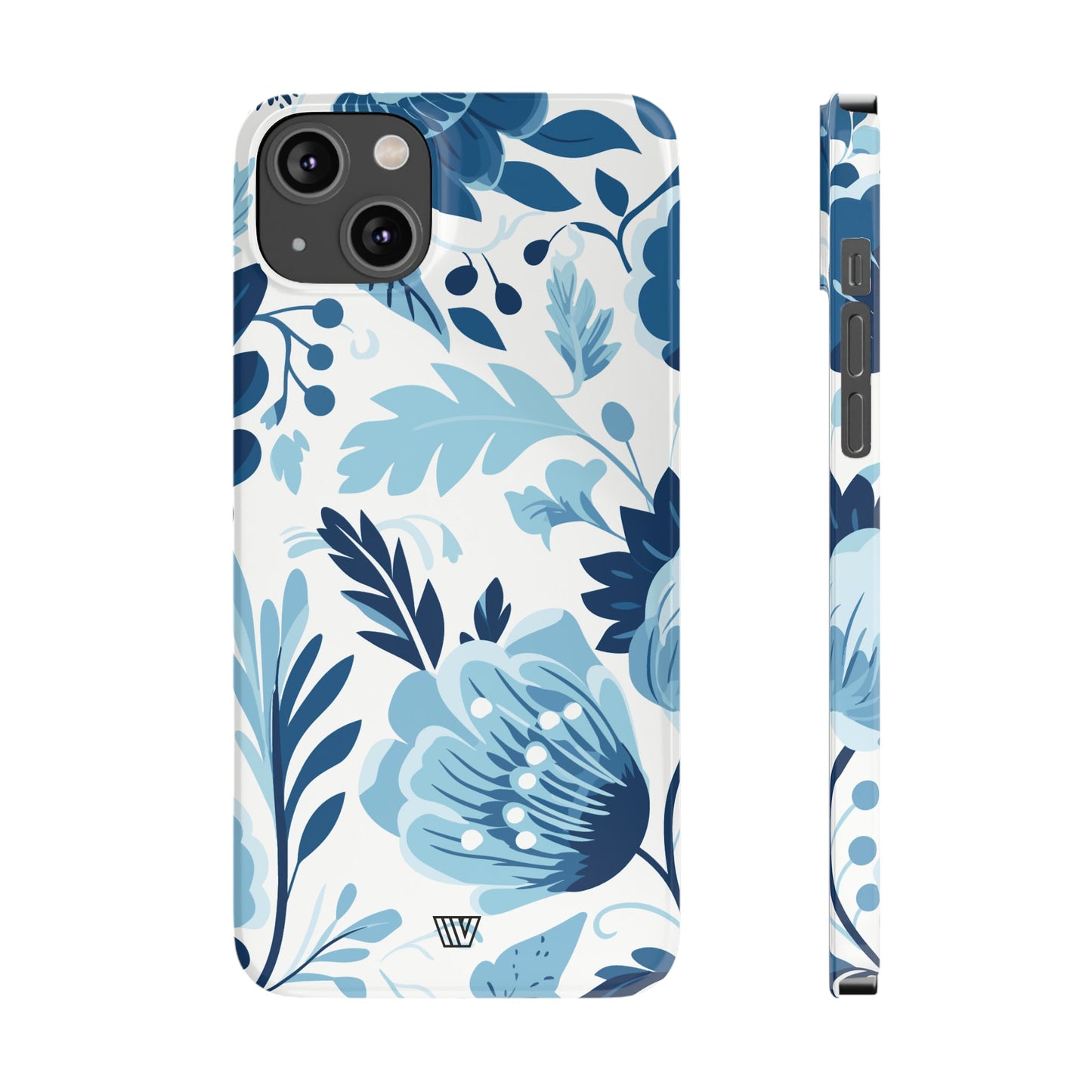 BLUE WHITE FLOWERS | Slim iPhone Case