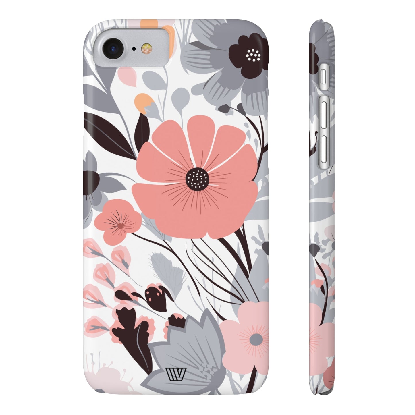 GRAY PASTEL FLOWERS | Slim iPhone Case