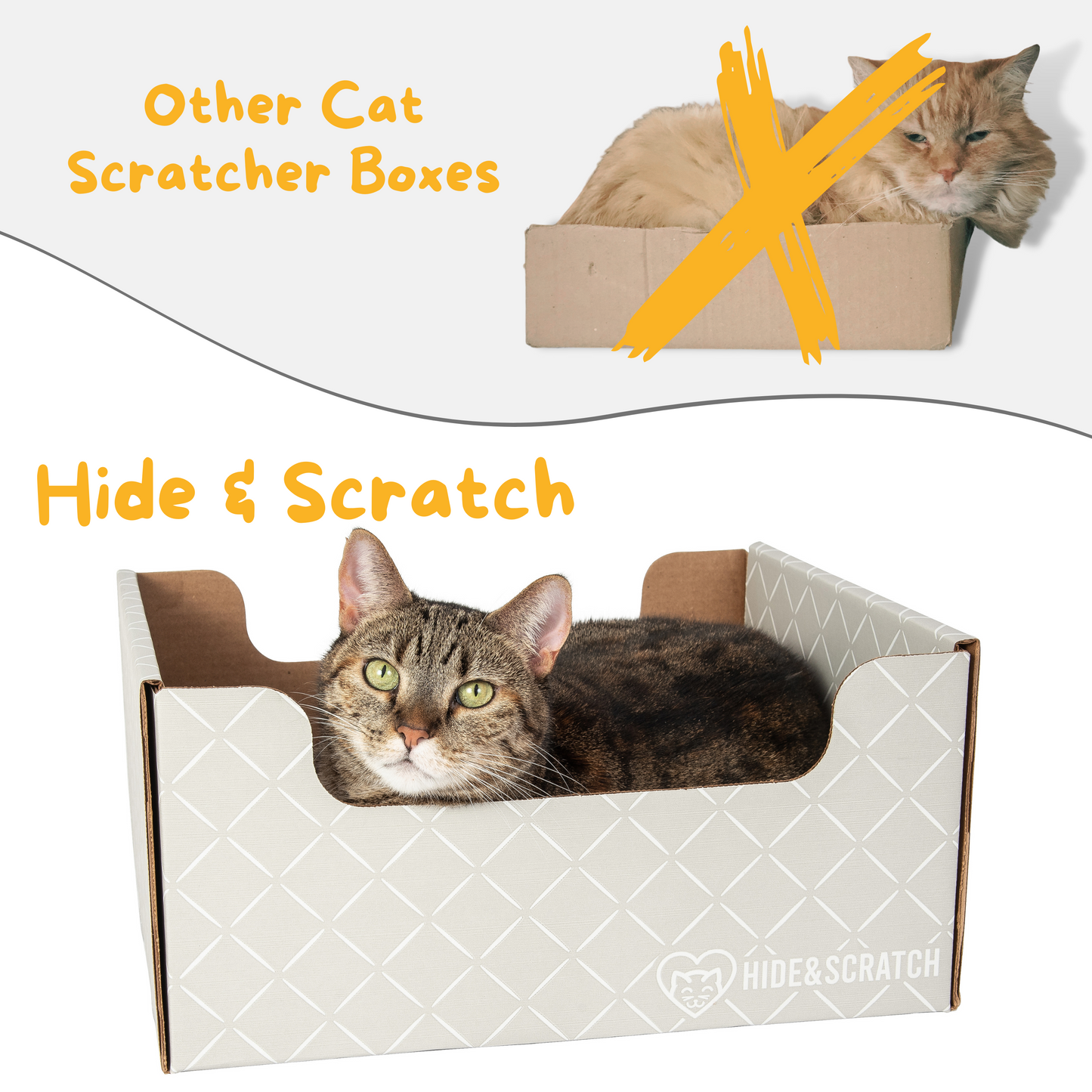 Extra-Large 13" Cat Scratcher Box for Indoor Cats - Hide & Scratch with Deep 7.5" Sides