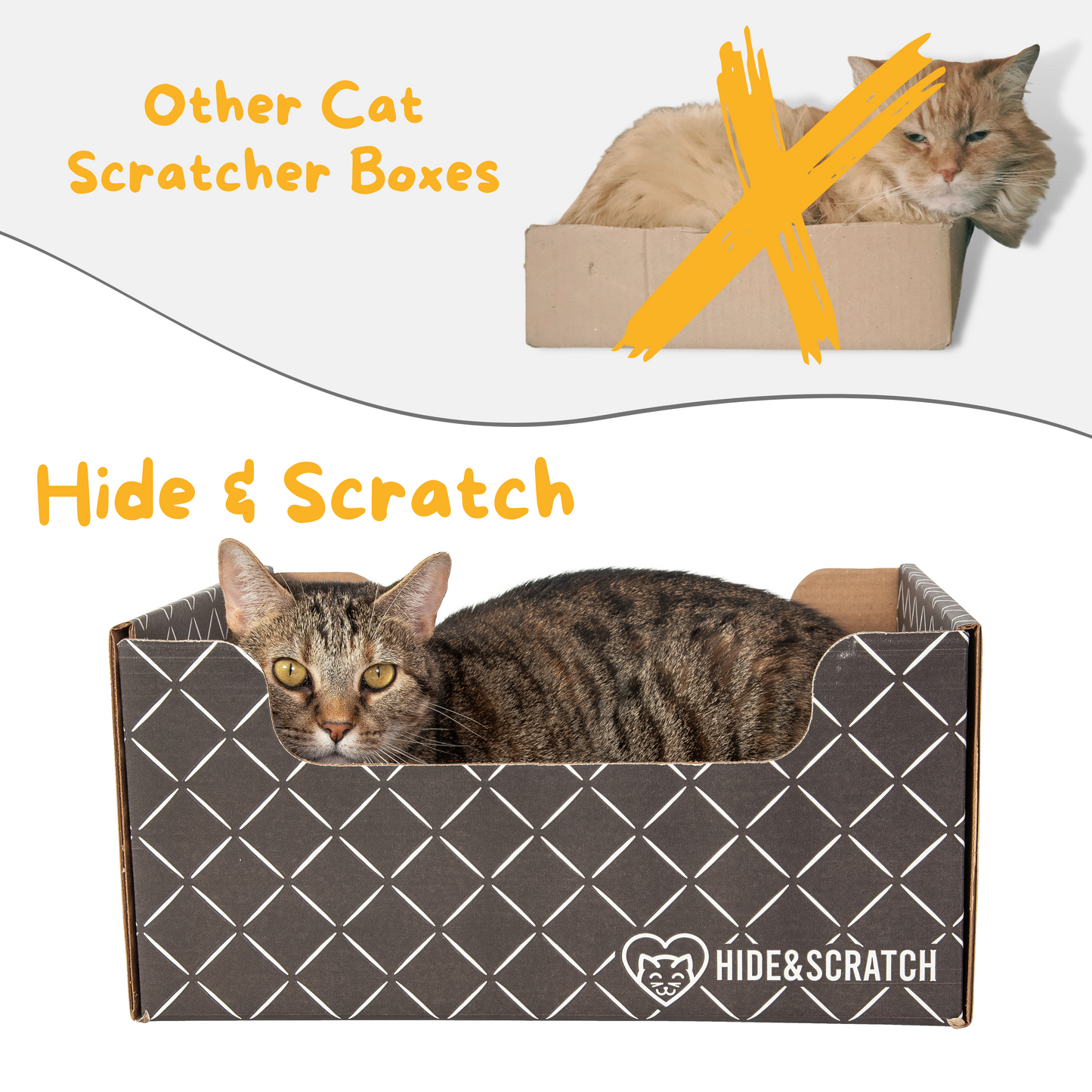 Extra-Large 13" Cat Scratcher Box for Indoor Cats - Hide & Scratch with Deep 7.5" Sides