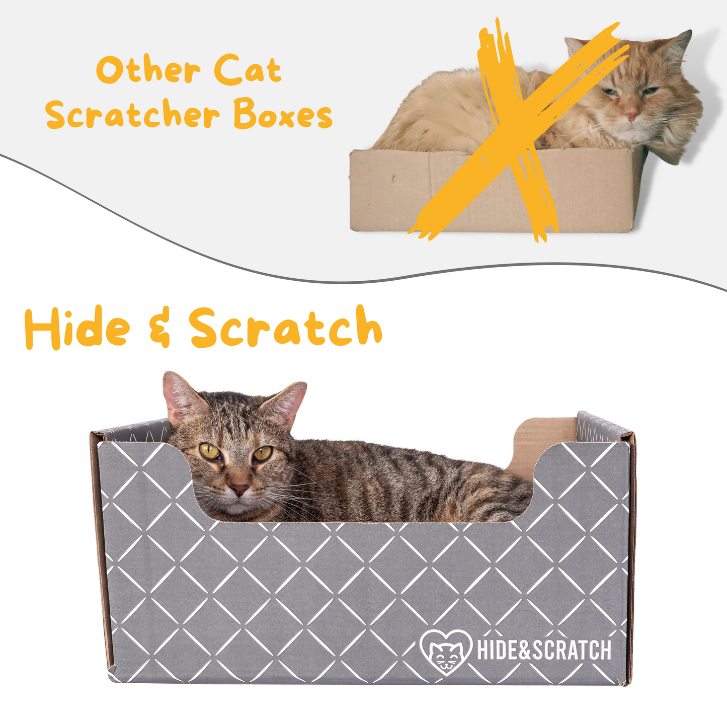 Extra-Large 13" Cat Scratcher Box for Indoor Cats - Hide & Scratch with Deep 7.5" Sides