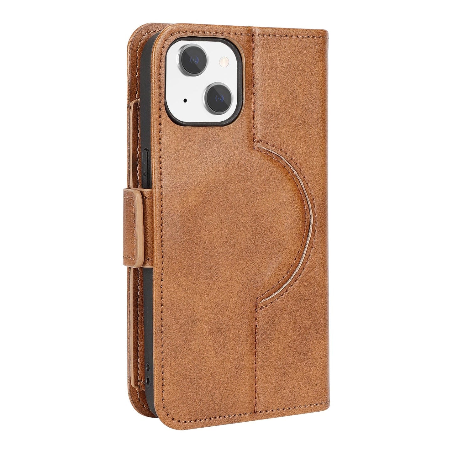 Indy Series Genuine Leather Wallet Case for iPhone 15 Plus - MagSafe, Kickstand, Card Holder