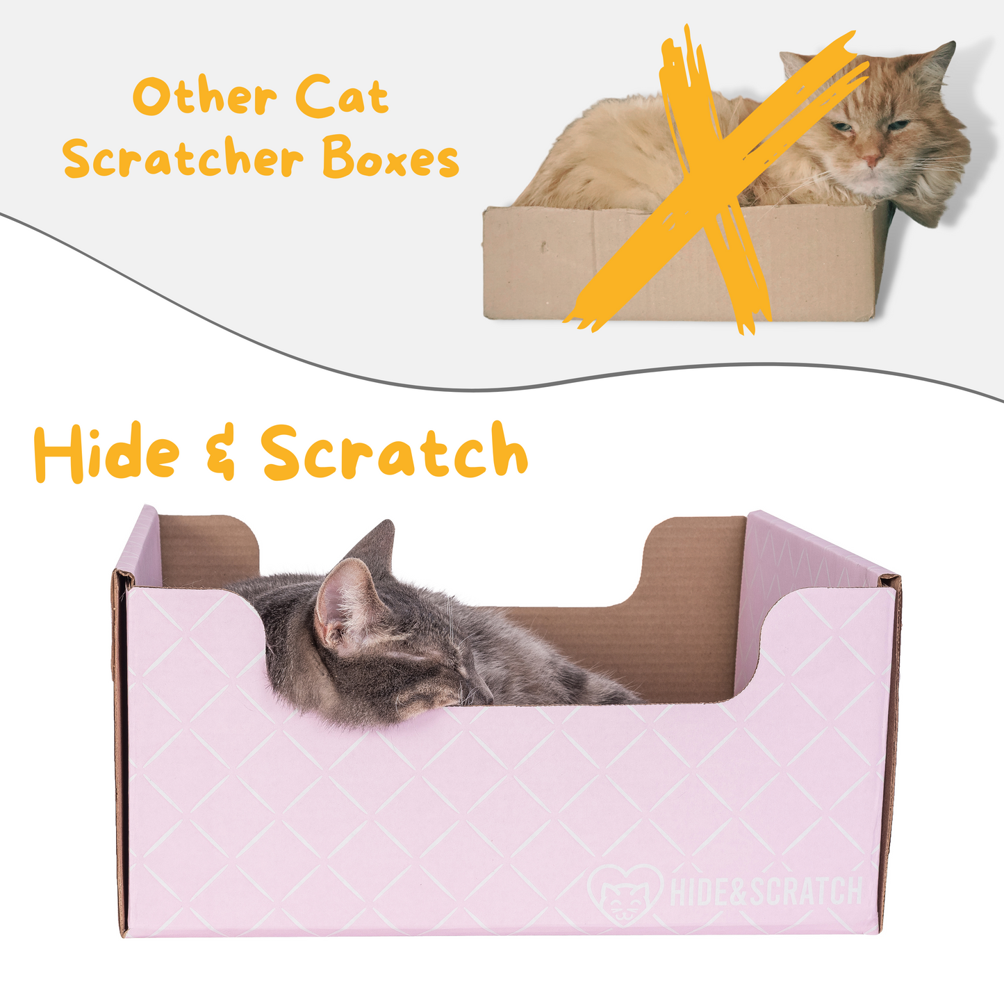 Extra-Large 13" Cat Scratcher Box for Indoor Cats - Hide & Scratch with Deep 7.5" Sides